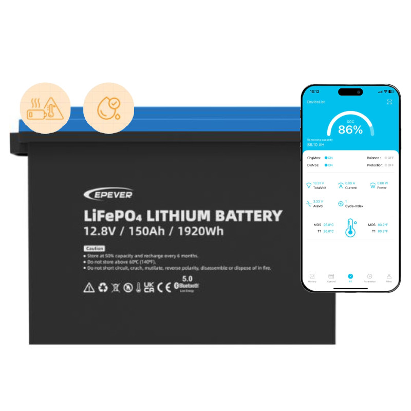 Akumulator Epever LiFePO4 12.8V 150Ah IP65 z matą grzewczą