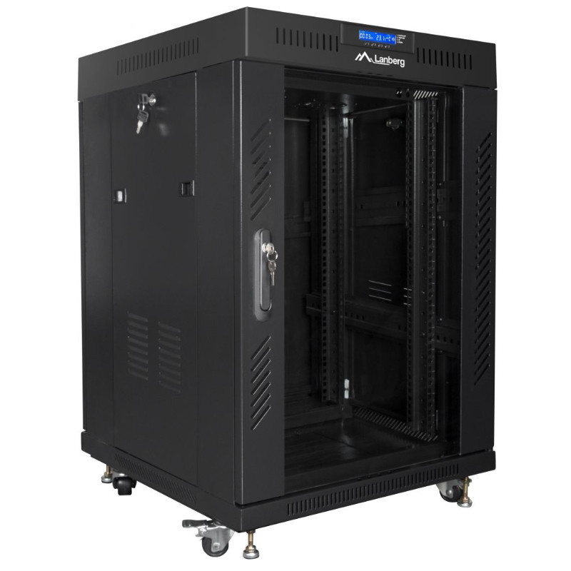 Szafa Rack Lanberg 19” 15U FF01-6615-12BL V2 z termostatem