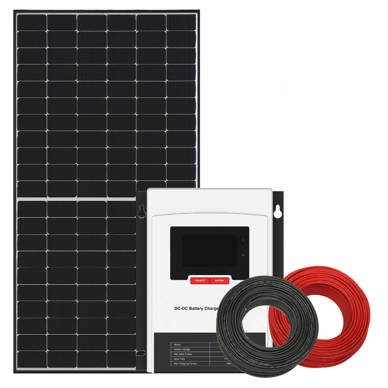 Zestaw solarny 435 W do kampera – ładowanie dwóch akumulatorów i zasilanie z alternatora