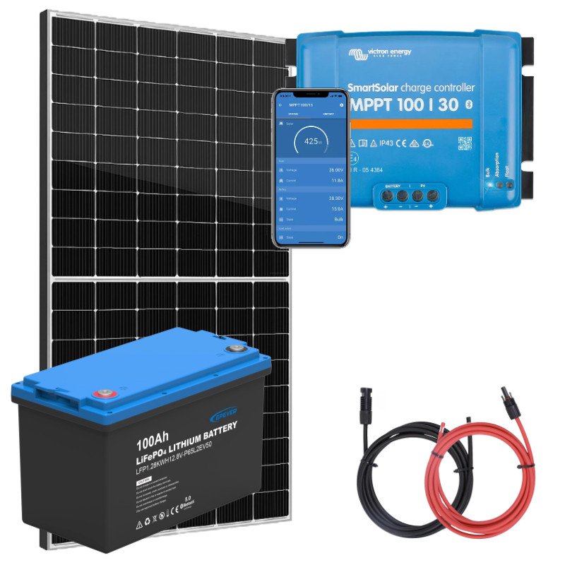 Panel słoneczny 435W i akumulator LiFePO4 100Ah z regulatorem MPPT
