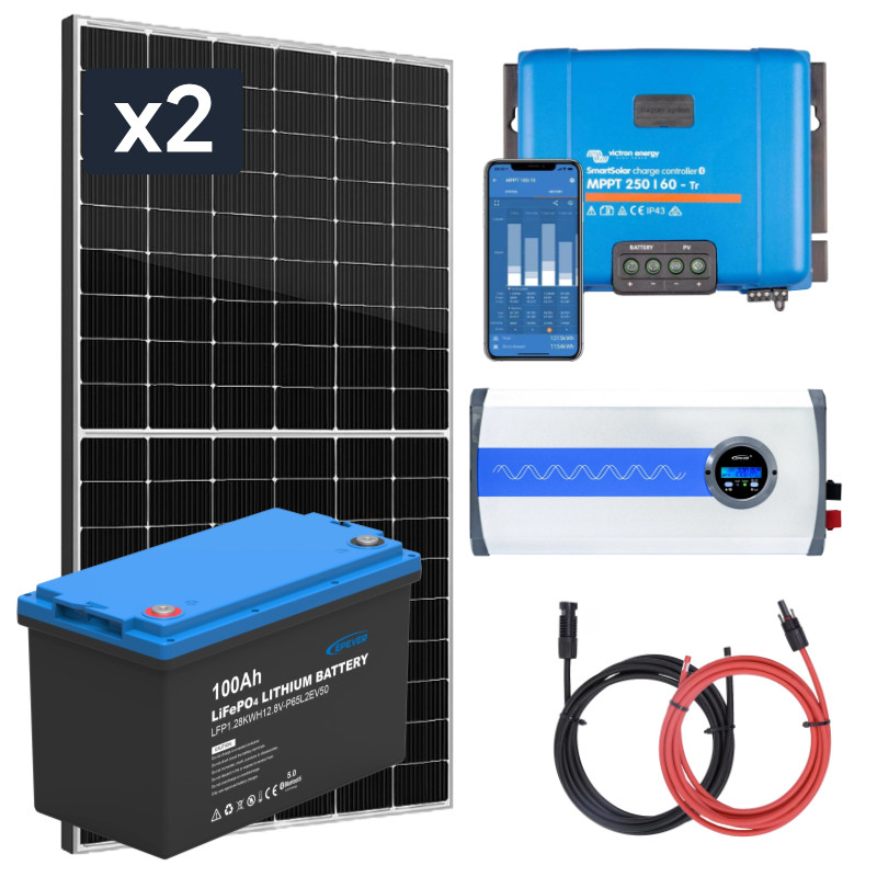 Zestaw PV 870W, akumulator LiFePO4 100Ah, regulator MPPT i przetwornica